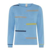 Skovhuus Randig Pullover i Pool Blue Blue, Dam