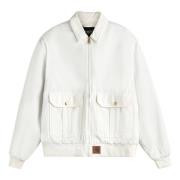 Carhartt Wip Quiltad Bomullsjacka med Ribbade Manschetter White, Herr