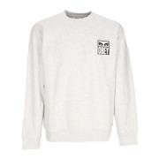 Obey Ikoniska Eyes Crewneck Fleece Sweatshirt White, Herr