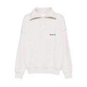 Isabel Marant Chiné Sweatshirt med dragkedja hög krage White, Herr