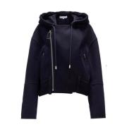 JW Anderson Blått Ull Bikerstil Jacka Blue, Dam