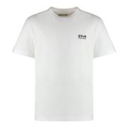 Golden Goose Bomull Crew-neck T-shirt Baktryck White, Herr