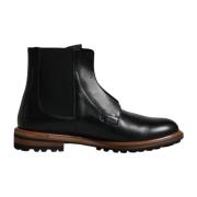 Dolce & Gabbana Svarta Läder Mid Calf Dragkedjebstövlar Black, Herr