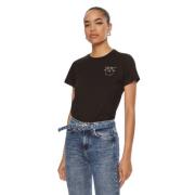 Pinko Love Birds Broderad T-shirt med korta ärmar Black, Dam