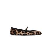 Dolce & Gabbana Leopardmönstrade Mary-Jane Ballerina Flats Brown, Dam