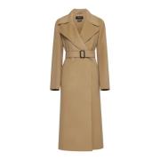 Max Mara Weekend Beige Yllekappa med Kavajkrage Beige, Dam