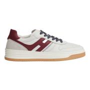 Hogan Bordeaux Läder Basket Style Sneakers White, Herr