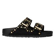 Birkenstock Klassiska svarta nitar sandaler Black, Dam