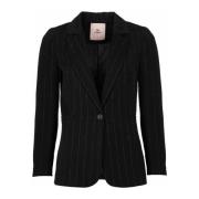 Freebird Lurex Pinstripe Single Breasted Blazer Black, Dam