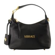 Versace Svart läder Hobo väska med Medusa metall detaljer Black, Dam