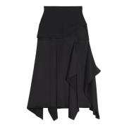 Lanvin Svart Draperad Midi Kjol Black, Dam