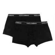 Dolce & Gabbana Logo-Midja Bomullsboxershorts (Set om Två) Svart Black...