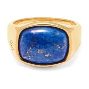 Nialaya Gold Signet Ring with Blue Lapis Blue, Herr