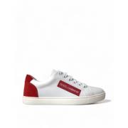 Dolce & Gabbana Vit Röd Läder Låg Topp Sneakers White, Dam