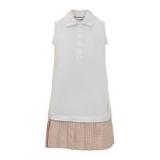 Thom Browne Plisserad Polo Klänning White, Dam