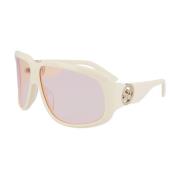 Longchamp Vit Acetat Solglasögon White, Dam