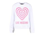 Love Moschino Bomullstickad Tröja White, Dam