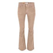 DNM Pure Sammet Ribb Flare Byxor Taupe Beige, Dam