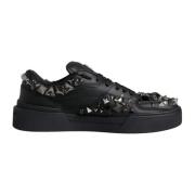 Dolce & Gabbana Studded Low-Top Lace-Up Sneakers Black, Herr