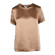 Max Mara Elegant Viskosblandning Stickad Topp Brown, Dam