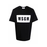 Msgm Logo-print Bomull T-shirt Black, Herr