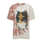 JW Anderson Tie Dye Bomull T-shirt med Logo Multicolor, Dam