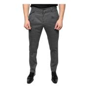 Dolce & Gabbana Grå Tartan Ull Skinny Byxor Gray, Herr