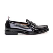 Thom Browne Svarta Läderloafers Slip-On Stil Black, Dam