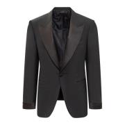 Tom Ford Svart Enkelknäppt Blazer Black, Herr