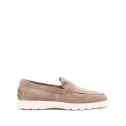 Tod's Brun Mocka Läder Platta Skor Beige, Herr