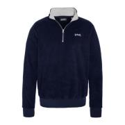 Schott NYC Fleece tröja med dragkedja blå Blue, Herr