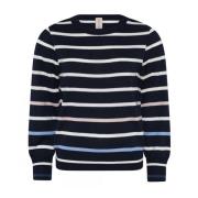 Skovhuus Sportig Randig O-Neck Pullover Blus Blue, Dam