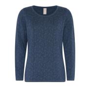 Skovhuus Indigo Jacquard Stickad Pullover Tröja Blue, Dam