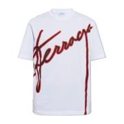 Salvatore Ferragamo T-shirt med tryckt logotyp White, Herr