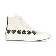 Comme des Garçons Play Canvas High Top Sneakers Ivory Beige, Dam