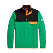 Ralph Lauren Color-Blocked Borstad Fleece Pullover Green, Herr