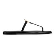 Tory Burch Svarta TPU Plate Sandaler med Messing Logo Black, Dam