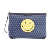 Anya Hindmarch SmileyWorld® Eyes Pochette Väska Blue, Dam