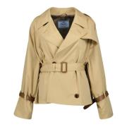 Prada Beige Bomull Trench Coat Beige, Dam