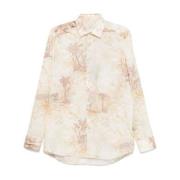 Etro Blommig skjorta med knappar Beige, Herr