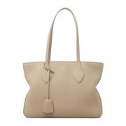 Salvatore Ferragamo Beige Toteväska med Vikta Sidor Beige, Dam