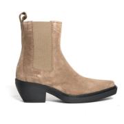 Copenhagen Shoes Taupe Mocka Texan Ankelboots Beige, Dam