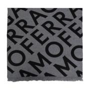 Salvatore Ferragamo Ullscarf med monogram Gray, Herr