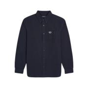 Fred Perry Randig bomull långärmad skjorta Blue, Herr