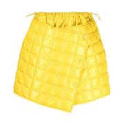 Moncler Quiltad Asymmetrisk Kjol Gul Logotyp Yellow, Dam