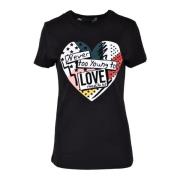 Love Moschino Bomull T-shirt med Stiligt Design Black, Dam