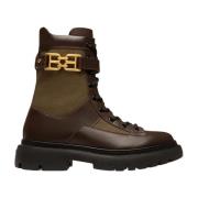 Bally Läder ankelboots med guldlogotyp Brown, Dam