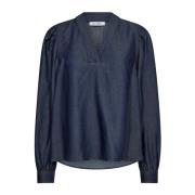 Co'Couture Denim V-Blouse Tituscc Stil Blue, Dam