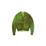 Acne Studios Grön Mohair Ull Cardigan med Fickor Green, Dam