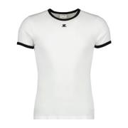 Courrèges Herr Kontrast Signatur T-shirt White, Herr